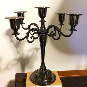 New Black Candelabra - 5 Candle Holders - Foldable for Easy Storage -Without tag